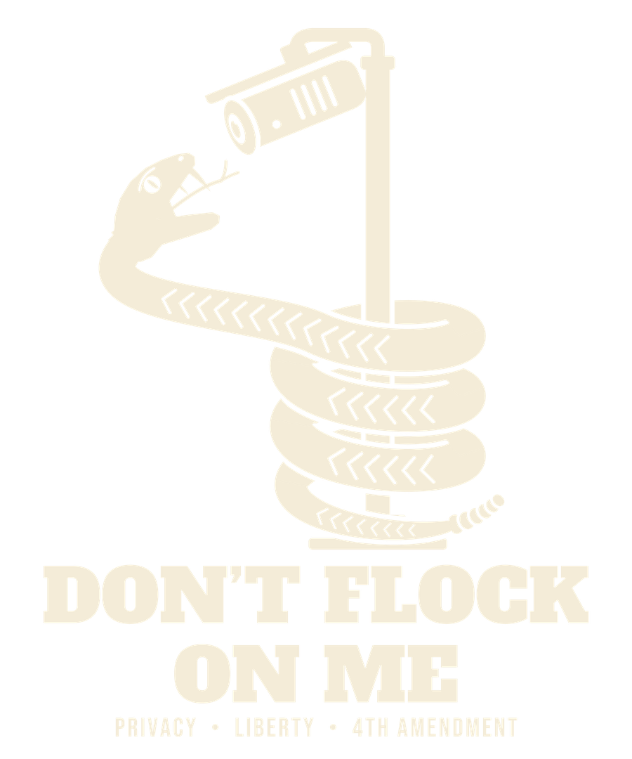 Rattlesnake coiled around a camera pole above the words Don't Flock On Me